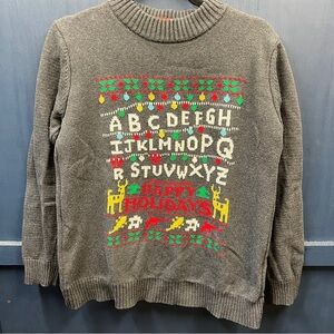 RARE Stranger things Holiday Alphabet Sweater size medium, 100% cotton